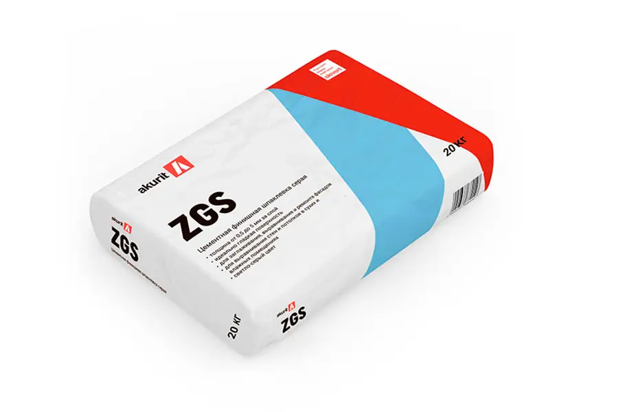 Шпатлевка Akurit ZGS 72040 цементная финишная серая 20 кг производство Россия из уникального высококачественного сырья - фото 1
