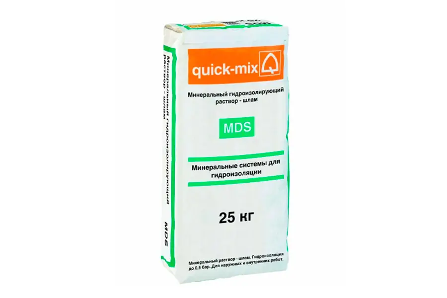 Гидроизоляционная смесь Quick-Mix MDS 72379 жесткая обмазочного типа 25 кг производство Россия из уникального высококачественного сырья - фото 1