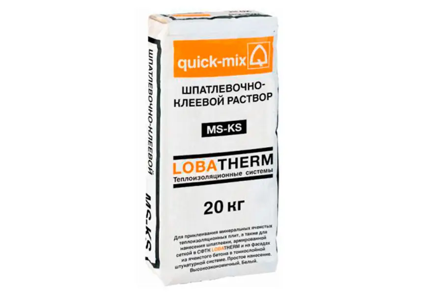 Клей для утеплителя Quick-Mix MS-KS 72667 в СФТК серый 20 кг производство Россия из уникального высококачественного сырья - фото 1