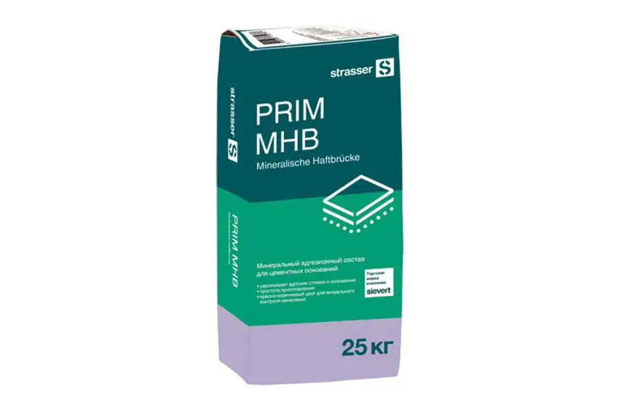 Адгезионный состав Strasser PRIM MHB 72978 минеральный для цементных оснований 25 кг производство Россия из уникального высококачественного сырья - фото 1