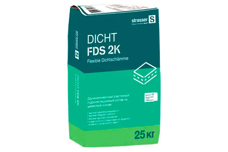 Сухая смесь на цементной основе Strasser DICHT FDS 2K-A 72043 для двухкомпонентного гидроизоляционного состава 25 кг производство Россия из уникального высококачественного сырья - фото 1