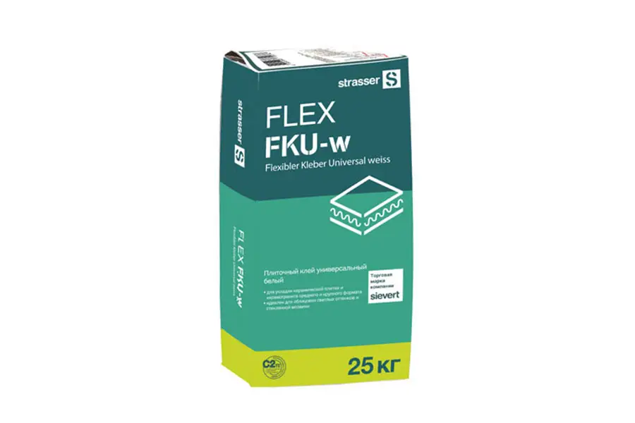 Плиточный клей Strasser FLEX FKU-w 72984 универсальный белый 25 кг производство Россия из уникального высококачественного сырья - фото 1