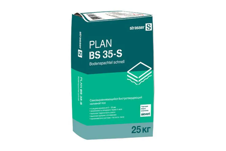 Самовыравнивающийся наливной пол Strasser PLAN BS 35-S 72041 быстротвердеющий 25 кг производство Россия из уникального высококачественного сырья - фото 1