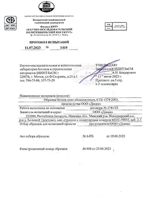 Протокол испытаний Wandermode Беларусь - страница 1